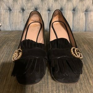 Gucci marmont 🎀🎀🎀GG logo loafers heels size 39